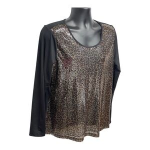 Elegant Black and Brown Sequin Blouse